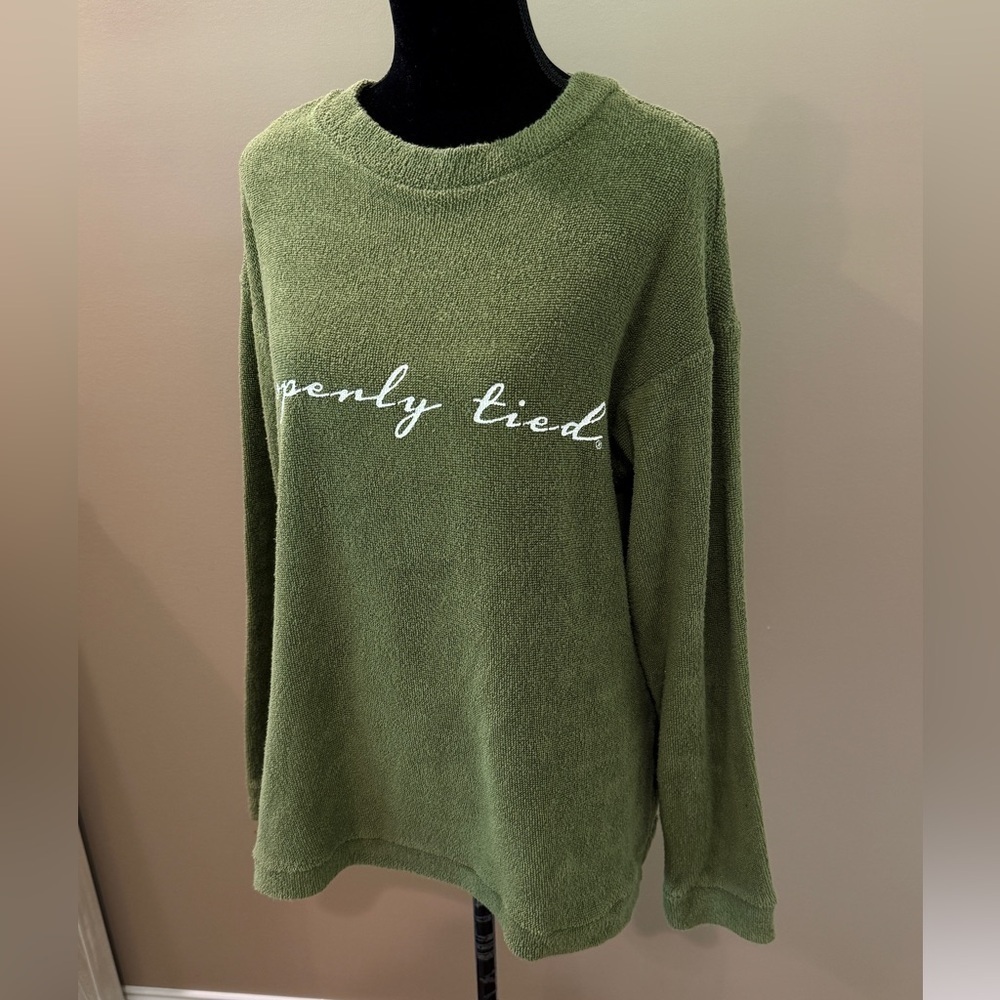 Men’s PROPERLY TIED Olive green Rag Crew sweatshirt- Size large - Picture 2 of 8